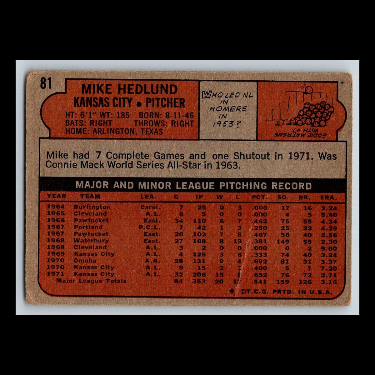 1972 Topps Baseball Cards #1 - 200 | You Pick | Complete Your Set - Picture 131 of 153