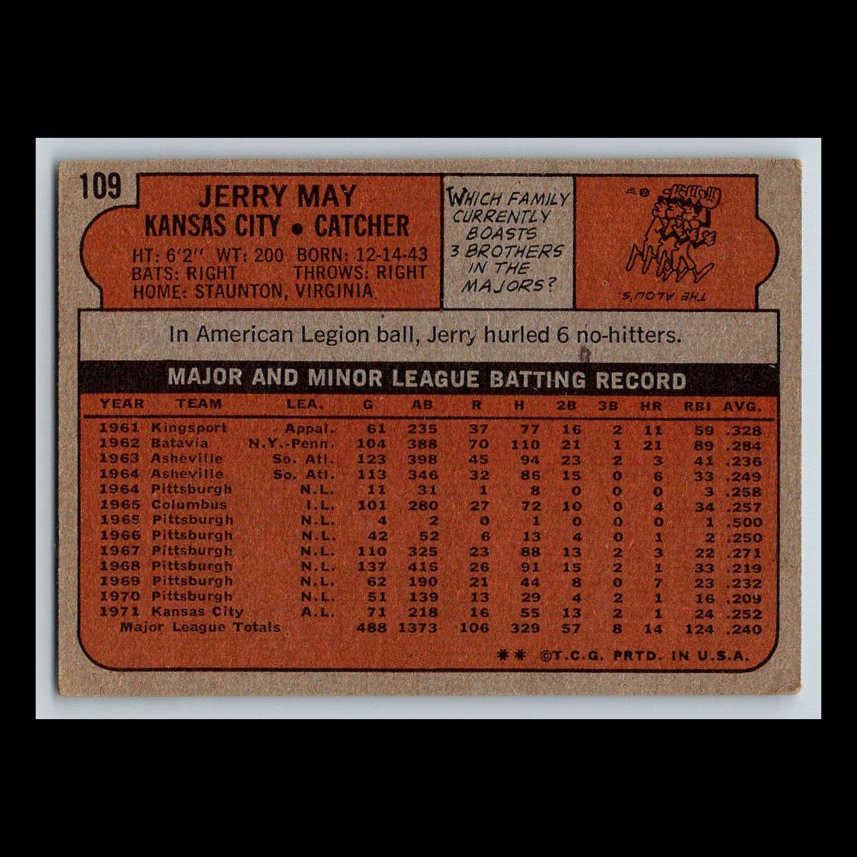 1972 Topps Baseball Cards #1 - 200 | You Pick | Complete Your Set - Picture 141 of 153