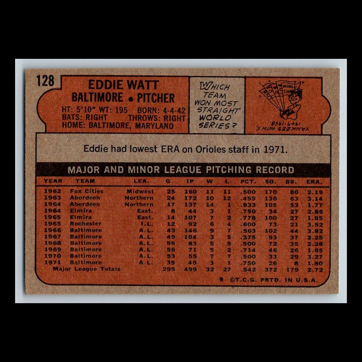 1972 Topps Baseball Cards #1 - 200 | You Pick | Complete Your Set - Picture 147 of 153